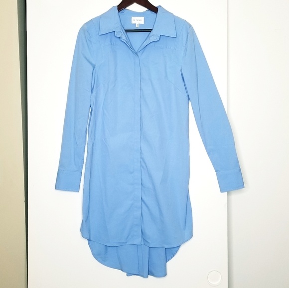 Milly Long Sleeve Stretch Poplin Shirt Dress - Picture 3 of 8